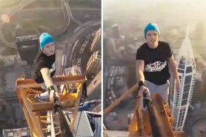 بالفيديو .. أوكراني يتسلق أعلى رافعة بدبي ليلتقط صورة ” سيلفي “