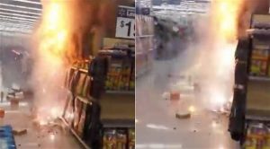 بالفيديو .. لحظة اندلاع النيران في متجر أمريكي بسبب الألعاب النارية