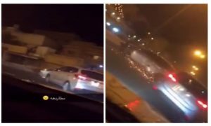 السعودية : مواطنون يطاردون شاب و يصدمونه بعد محاولة فاشلة لإختطاف فتاة ( فيديو )