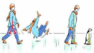 أطباء ألمان ينصحون بالمشي ” كالبطريق ” لتفادي الانزلاق على الجليد