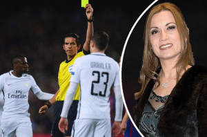 زوجة دي ماريا تتهم حكم مباراة برشلونة و سان جيرمان بتلقي رشوة !