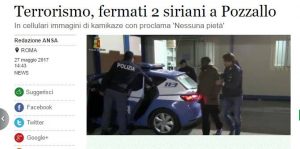 إيطاليا : القبض على لاجئين سوريين عثر في هواتفهما على صور لـ ” انتحاريين بأحزمة ناسفة “