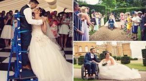 عريس بريطاني مصاب بالشلل يقف في زفافه للمرة الأولى
