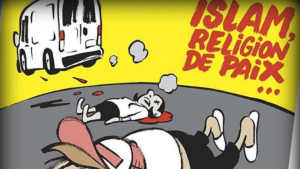 مجلة ” شارلي إيبدو ” الفرنسية الساخرة تتناول حادثة الدهس في برشلونة بكاريكاتير ” مسيء للإسلام “