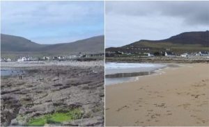 بالفيديو .. شاطئ يعود للظهور بعد 12 عاماً من اختفائه في ايرلندا