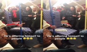 رجل يتنكر بـ ” زي كرسي ” في مترو لندن ! ( فيديو )