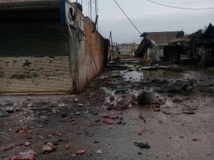 ناشطون أكراد : جانب من آثار القصف الجوي التركي في بلدة جنديريس بريف عفرين ( صور )