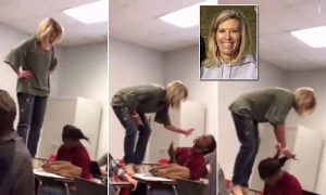 معلمة أمريكية تستقيل من عملها بعد إيقاظها لطالب بعنف ( فيديو )