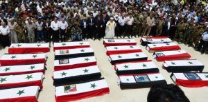 اللاذقية : تشييع عناصر من ميليشيات بشار الأسد قضوا جراء ” حادث سير ” على طريق أثريا ( فيديو )