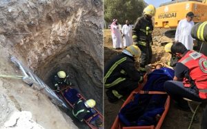 السعودية : إنقاذ عامل سقط في غرفة صرف صحي قيد الإنشاء