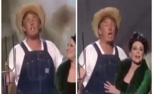 دونالد ترامب ينشر فيديو له و هو يغني و يرقص بملابس مزارع ! ( فيديو )