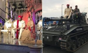 ثري هندي يزف لعروسه على ” دبابة ” !