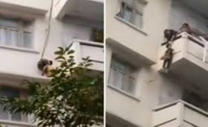 في الصين .. جدة تخاطر بحياة حفيدها لإنقاذ قطتها من الشرفة ! ( فيديو )