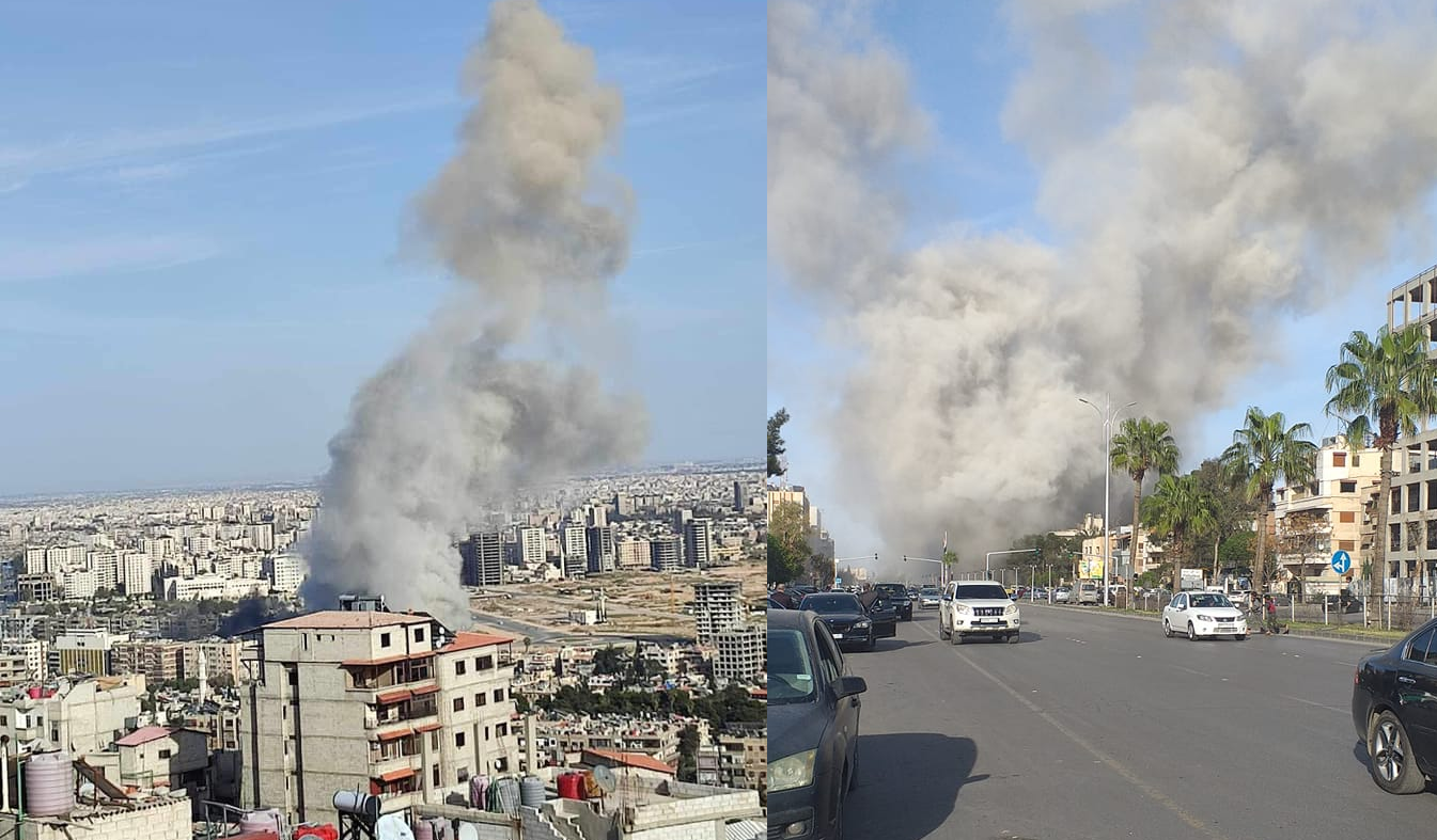 وسط دمشق في وضح النهار .. قصف إسرائيلي يطال بناء قرب السفارة الإيرانية ( فيديو )