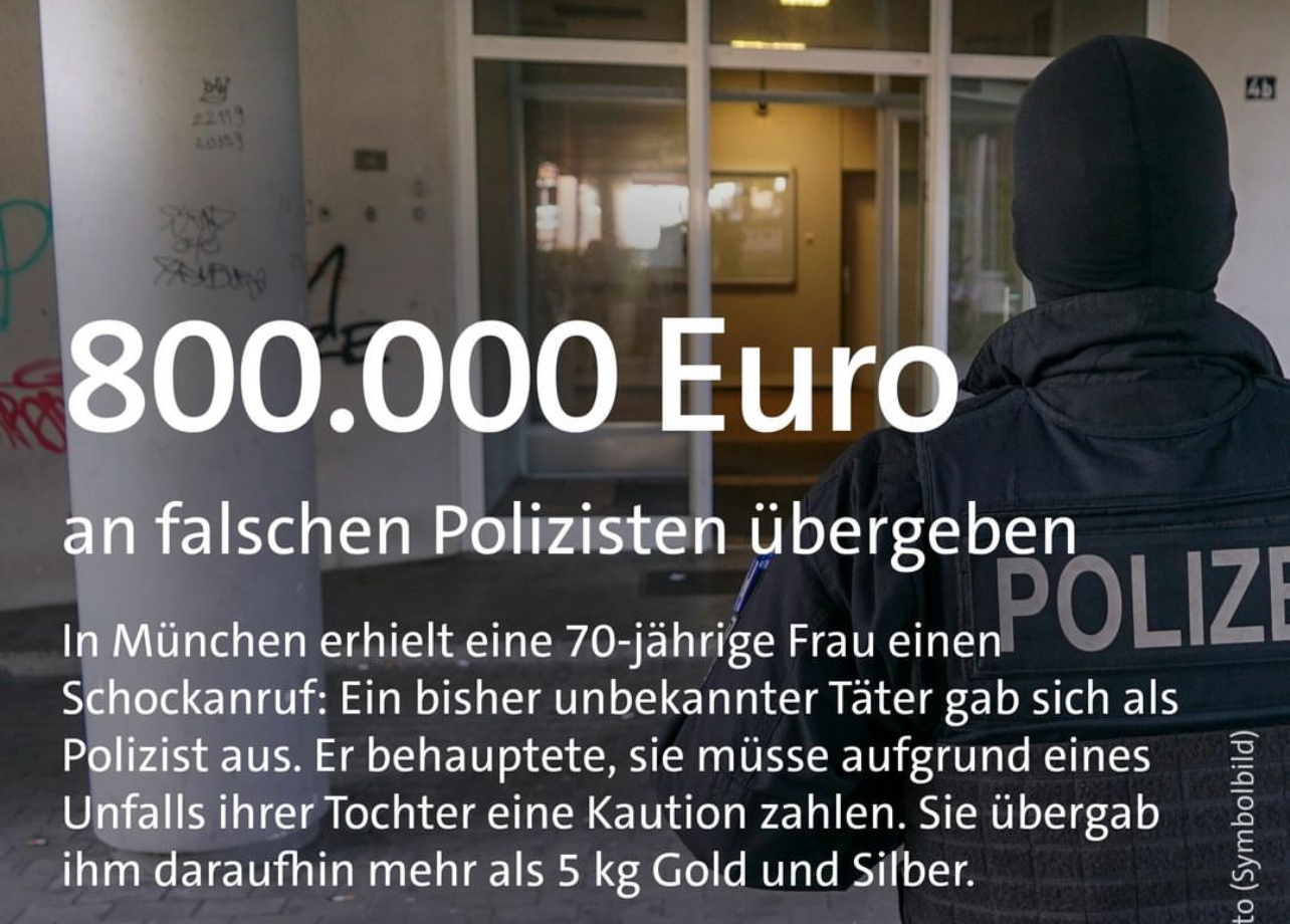 محتال ينتحل صفة شرطي ويسلب مسنة في ميونخ ذهباً وفضة بقيمة 800 ألف يورو عبر “مكالمة صدمة” – عكس السير
